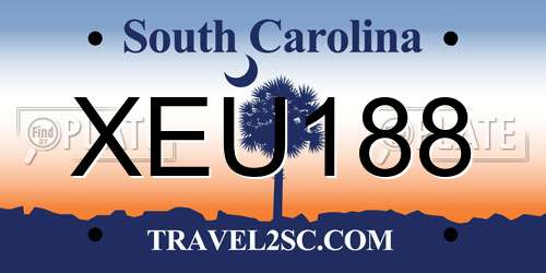 XEU188 South Carolina License Plate