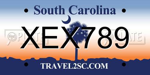 XEX789 South Carolina License Plate