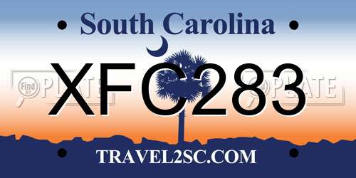 XFC283 South Carolina License Plate