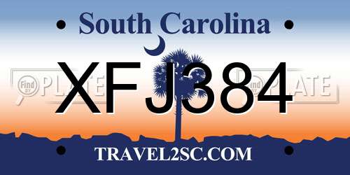 XFJ384 South Carolina License Plate
