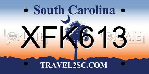 XFK613 South Carolina License Plate