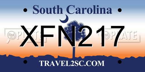 XFN217 South Carolina License Plate