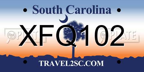 XFQ102 South Carolina License Plate