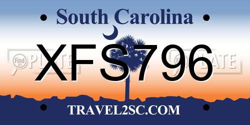 XFS796 South Carolina License Plate