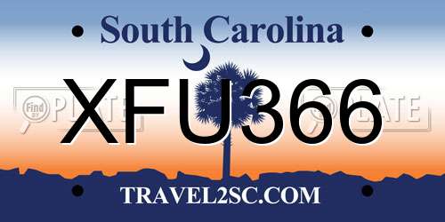 XFU366 South Carolina License Plate