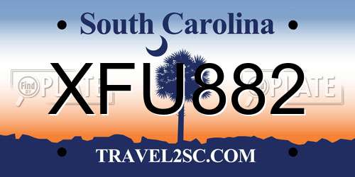 XFU882 South Carolina License Plate