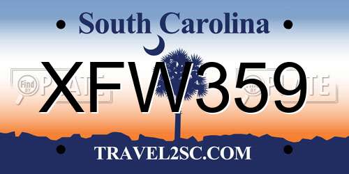 XFW359 South Carolina License Plate