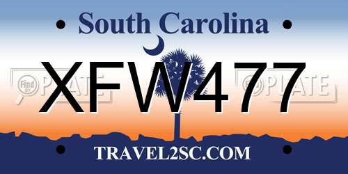 XFW477 South Carolina License Plate