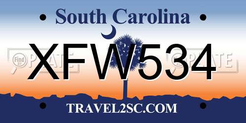 XFW534 South Carolina License Plate