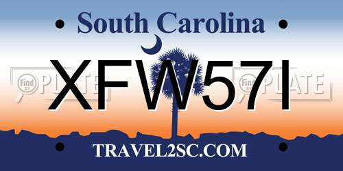 XFW57I South Carolina License Plate