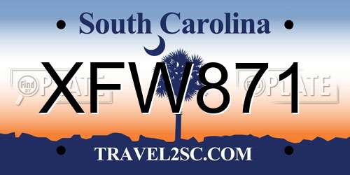 XFW871 South Carolina License Plate
