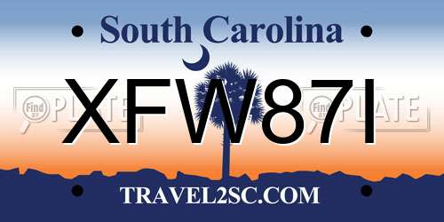 XFW87I South Carolina License Plate