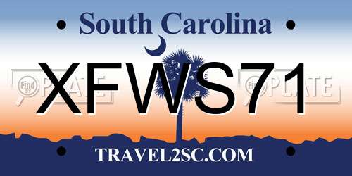 XFWS71 South Carolina License Plate