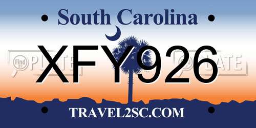 XFY926 South Carolina License Plate