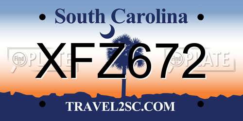 XFZ672 South Carolina License Plate