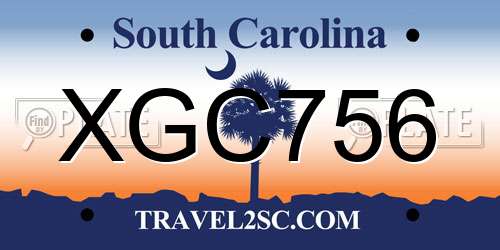 XGC756 South Carolina License Plate
