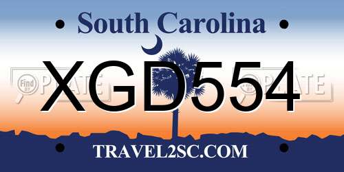 XGD554 South Carolina License Plate