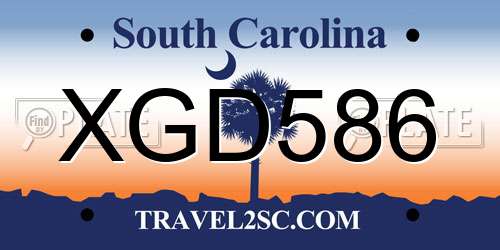 XGD586 South Carolina License Plate
