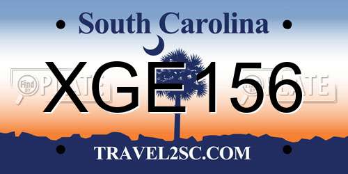 XGE156 South Carolina License Plate