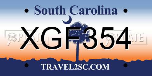 XGF354 South Carolina License Plate