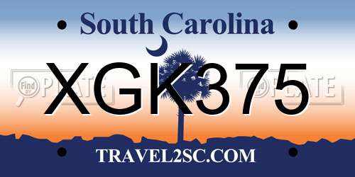 XGK375 South Carolina License Plate