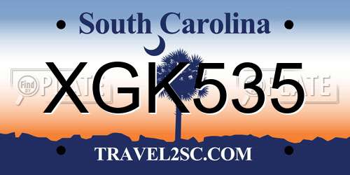 XGK535 South Carolina License Plate