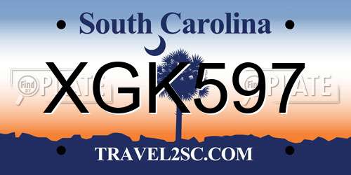 XGK597 South Carolina License Plate