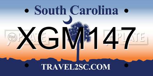 XGM147 South Carolina License Plate