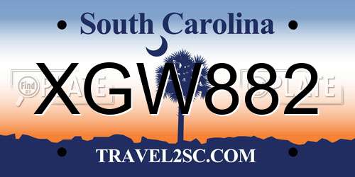 XGW882 South Carolina License Plate