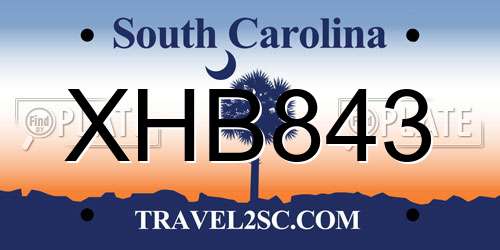 XHB843 South Carolina License Plate