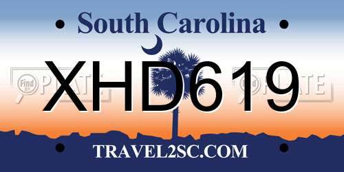 XHD619 South Carolina License Plate
