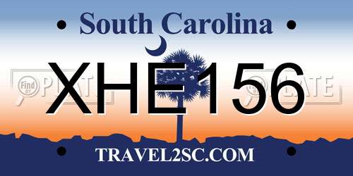 XHE156 South Carolina License Plate