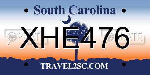 XHE476 South Carolina License Plate