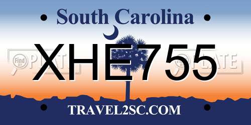 XHE755 South Carolina License Plate
