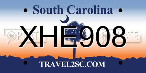 XHE908 South Carolina License Plate