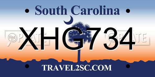 XHG734 South Carolina License Plate