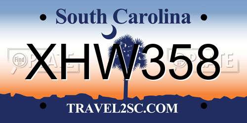 XHW358 South Carolina License Plate