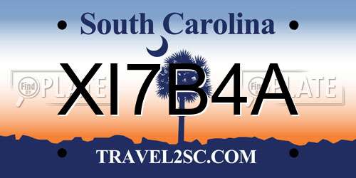 XI7B4A South Carolina License Plate