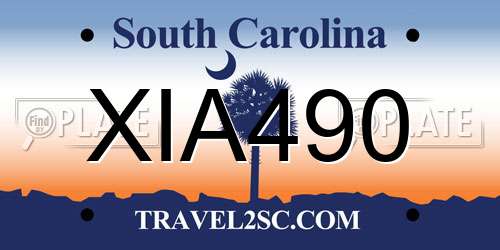 XIA490 South Carolina License Plate