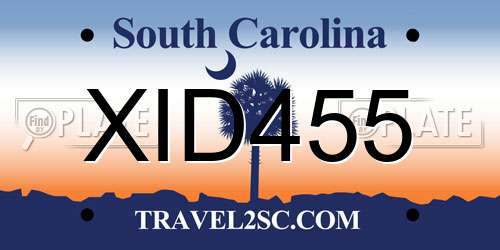 XID455 South Carolina License Plate