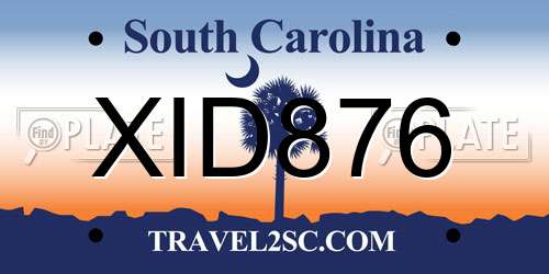 XID876 South Carolina License Plate