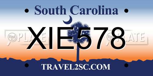 XIE578 South Carolina License Plate