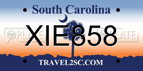 XIE858 South Carolina License Plate