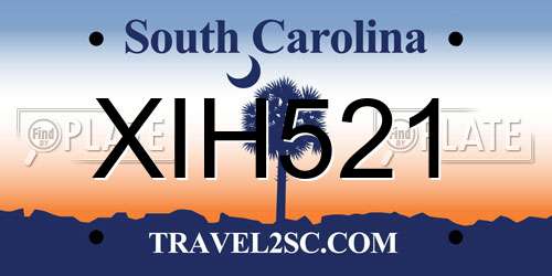 XIH521 South Carolina License Plate