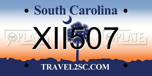 XII507 South Carolina License Plate
