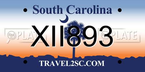 XII893 South Carolina License Plate