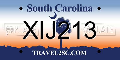 XIJ213 South Carolina License Plate