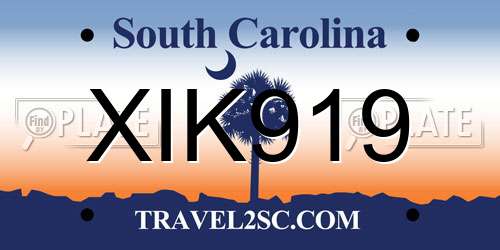 XIK919 South Carolina License Plate