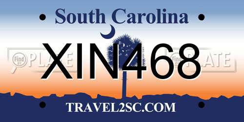 XIN468 South Carolina License Plate