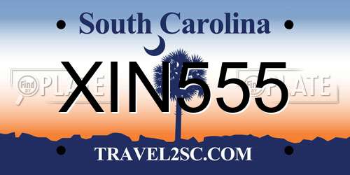 XIN555 South Carolina License Plate
